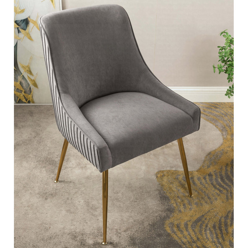 Chaise de salle à manger en velours, Gris