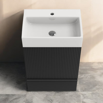 Ensemble de meuble-lavabo simple rayé 20 po avec lavabo en céramique, assemblage requis