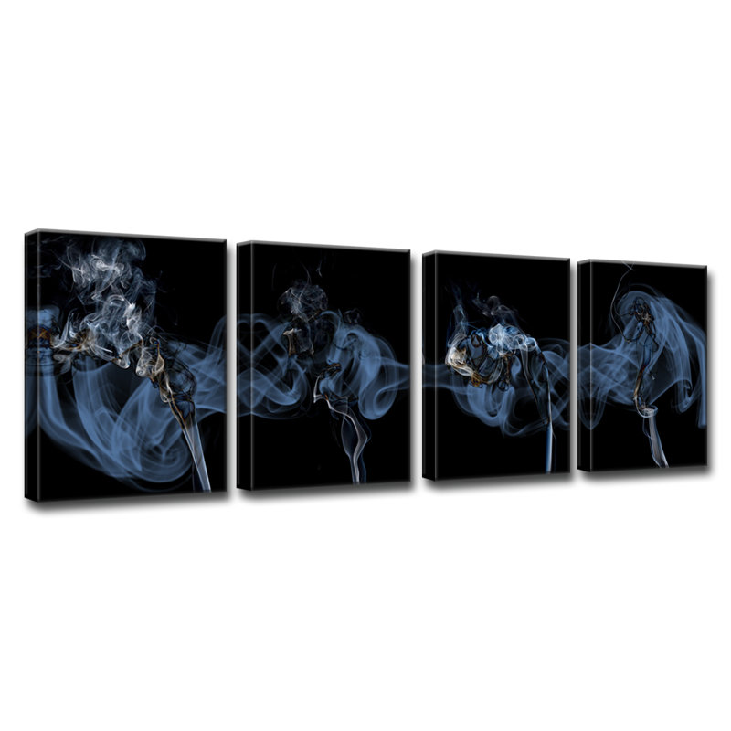 « glitzy brume xxxix »-ensemble d’impressions sur toiles tendues 4 pièces, H 16 po x l 48 po