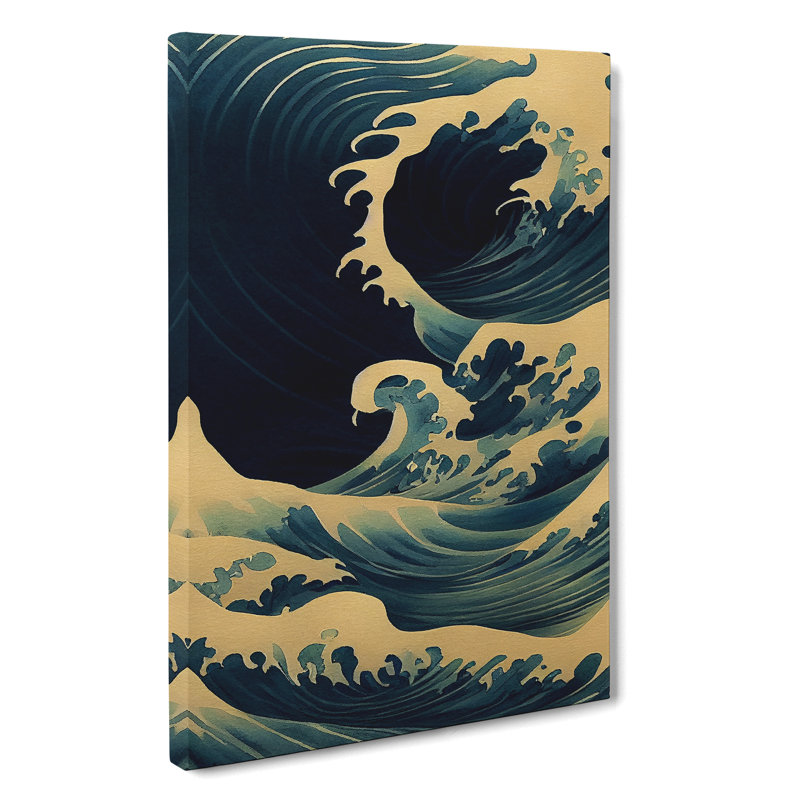 Traditional Japanese Wave No.5 - Wall Art, Wrapped Canvas, 50cm H x 35cm W, No Matte