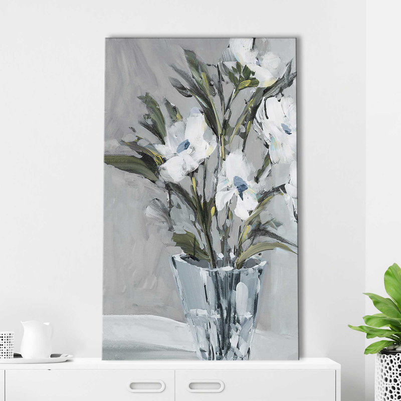 «Evening Flowers» par Jane Slivka - Peinture, Toile tendue, H 48 po x l 28 po x P 1,5 po