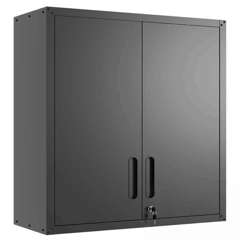 Armoire de rangement murale en métal avec 2 portes verrouillables et 1 tablette réglable