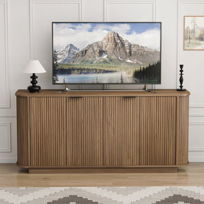 Buffet de rangement ondulé 63 ", 2 portes, tablettes réglables - Brun