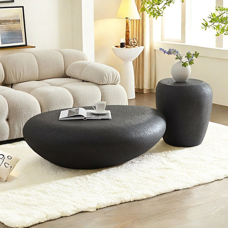 Wabi-sabi cobblestone shaped coffee table