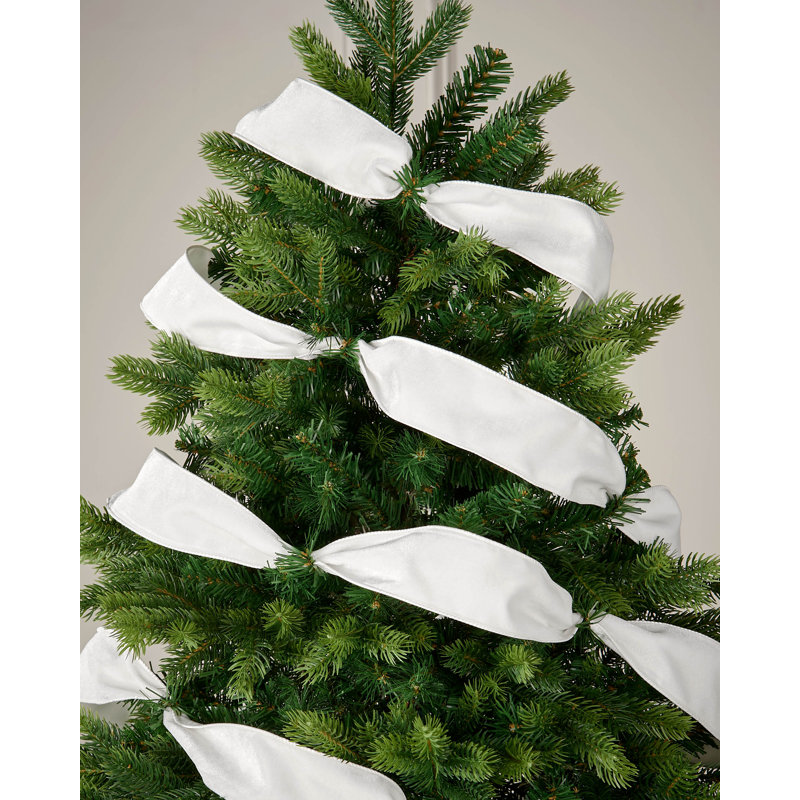 910cm Solid Colour Velvet Ribbon, White