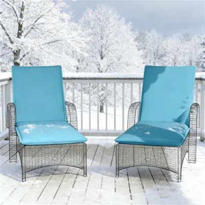 Ensemble de 2 coussins inclinables pliables bleu clair, coussins de remplacement pour l'extérieur UPF50 + sans PFAS avec rembourrage en mousse 25D (coussin seulement)