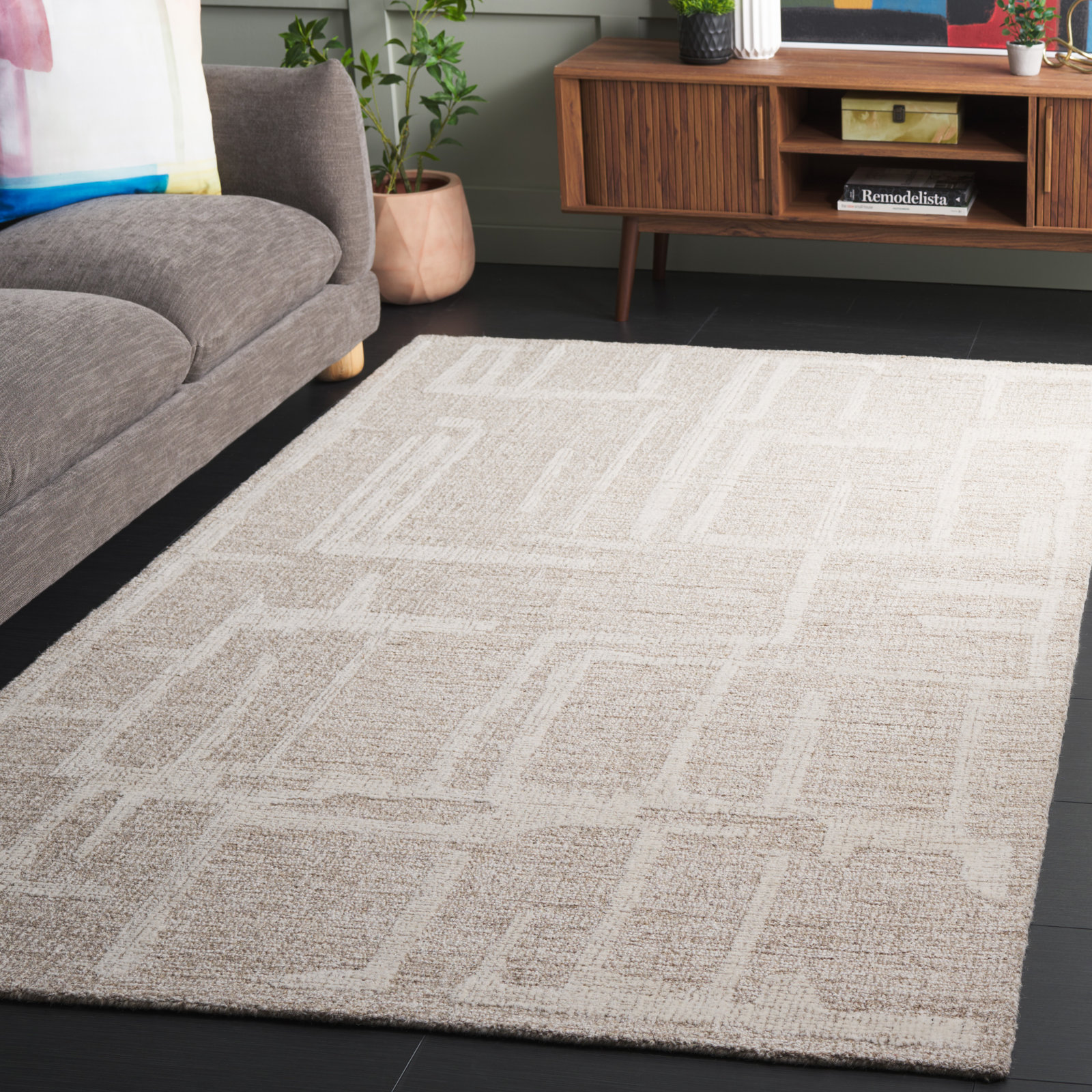 Galipeau Hand-Tufted Abstract Wool Rug, Rectangle 5' x 8'