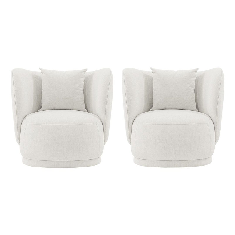 Fauteuil demi-tonneau crème Siri, Crème ; lin