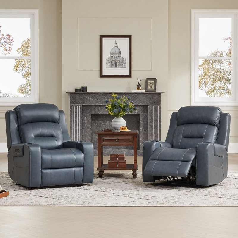 Fauteuil inclinable en cuir fleur 37 po, Marine