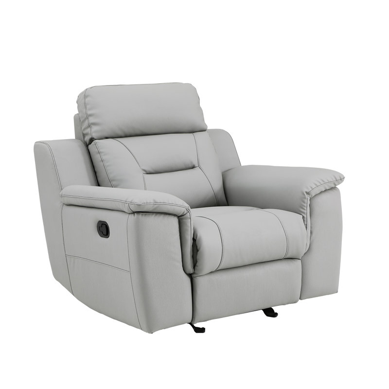 Fauteuil inclinable en cuir dur séché au four - Gris mousse avec support lombaire et fabrication à ressorts