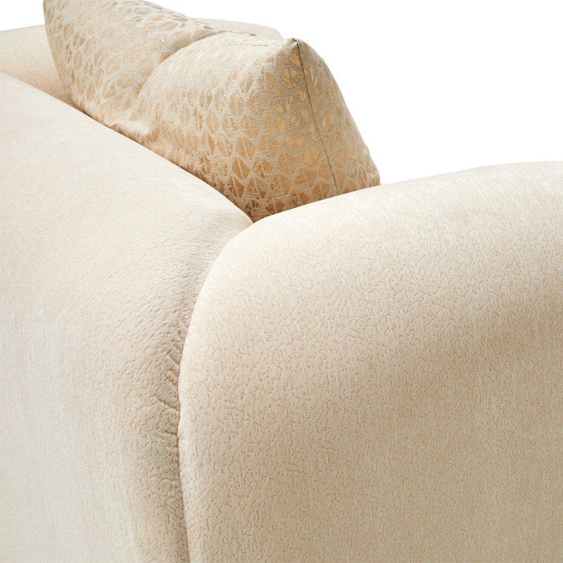 Luxurious Gold and Crepe Chenille Accent Chair with Beech Wood Frame