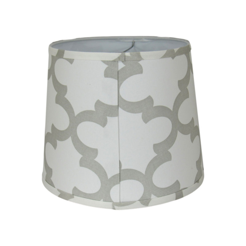 Abat-jour tambour en quadrilobe Modern - motif gris et blanc neutre, H 9 po x l 10 po x P 10 po