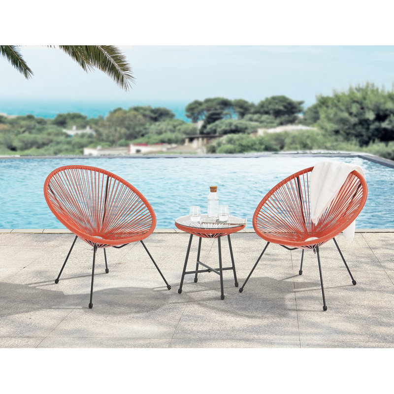 17 Stories Alyssya Natural Acapulco Styled Egg Shape Conversational Garden Bistro Patio Outdoor Set, Grey
