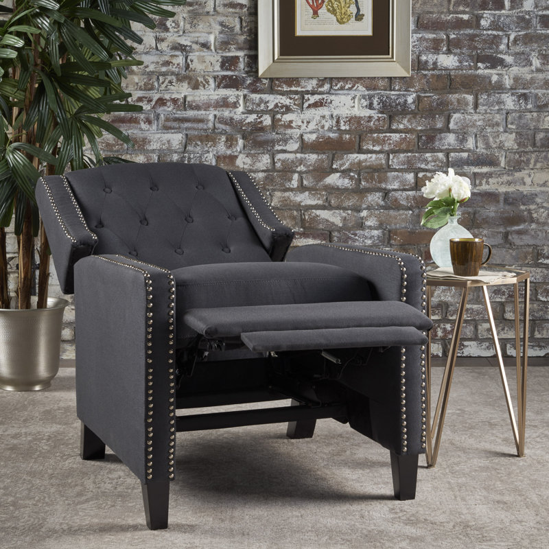 Heidegret Upholstered Recliner, Dark Charcoal 100% Polyester
