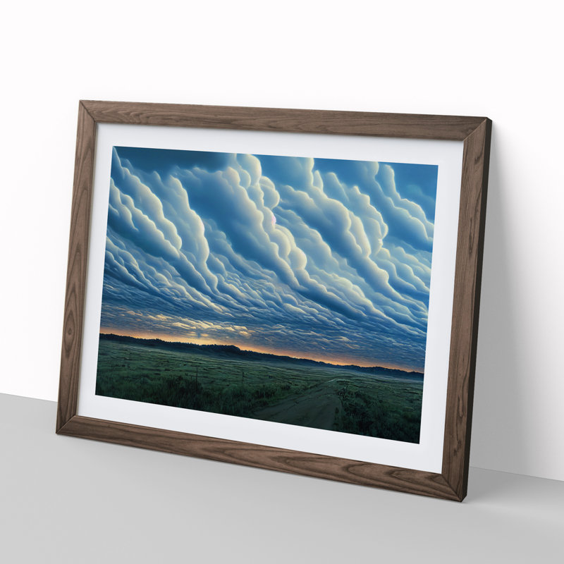 Euphoric Cloudy Sky - Framed Print, 34cm H x 46cm W x 2cm D, Walnut