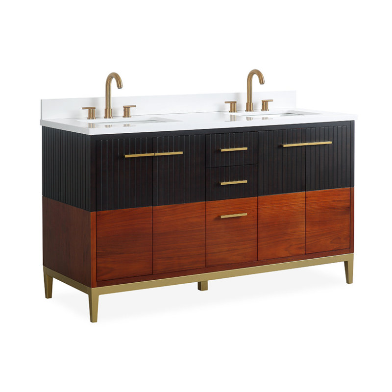 Ensemble de meuble-lavabo moderne 60 po Mid-Century