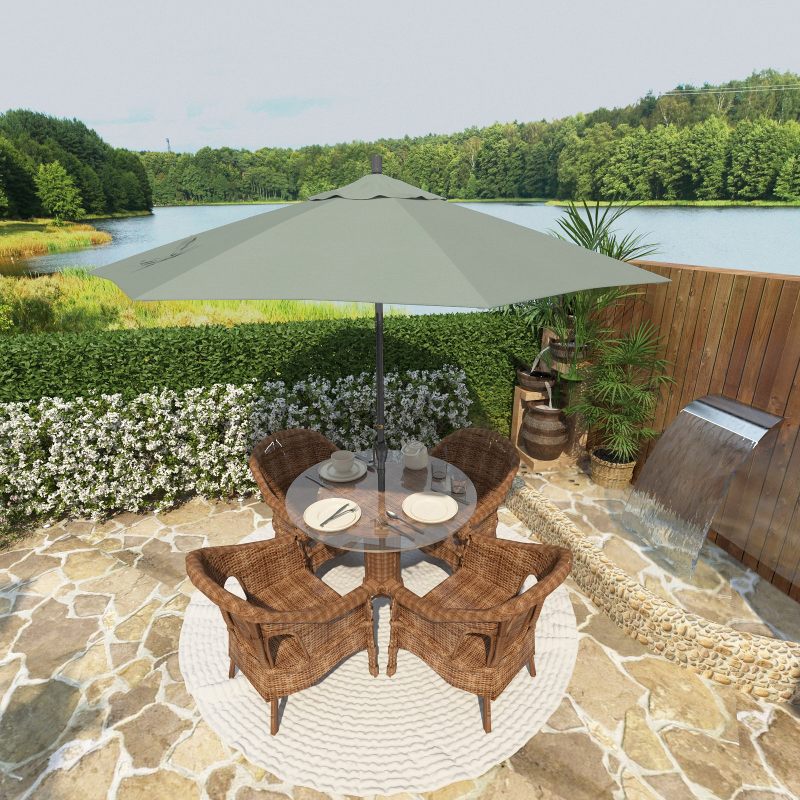 Lexia 7.5' Sunbrella® Umbrella, Canvas Spa Sunbrella® Canvas, Hammertone Gray