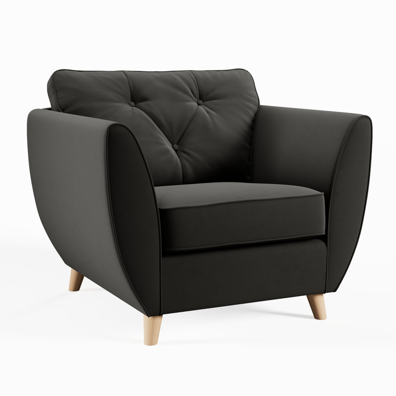 Collazo Upholstered Armchair, Black, Beige Wood