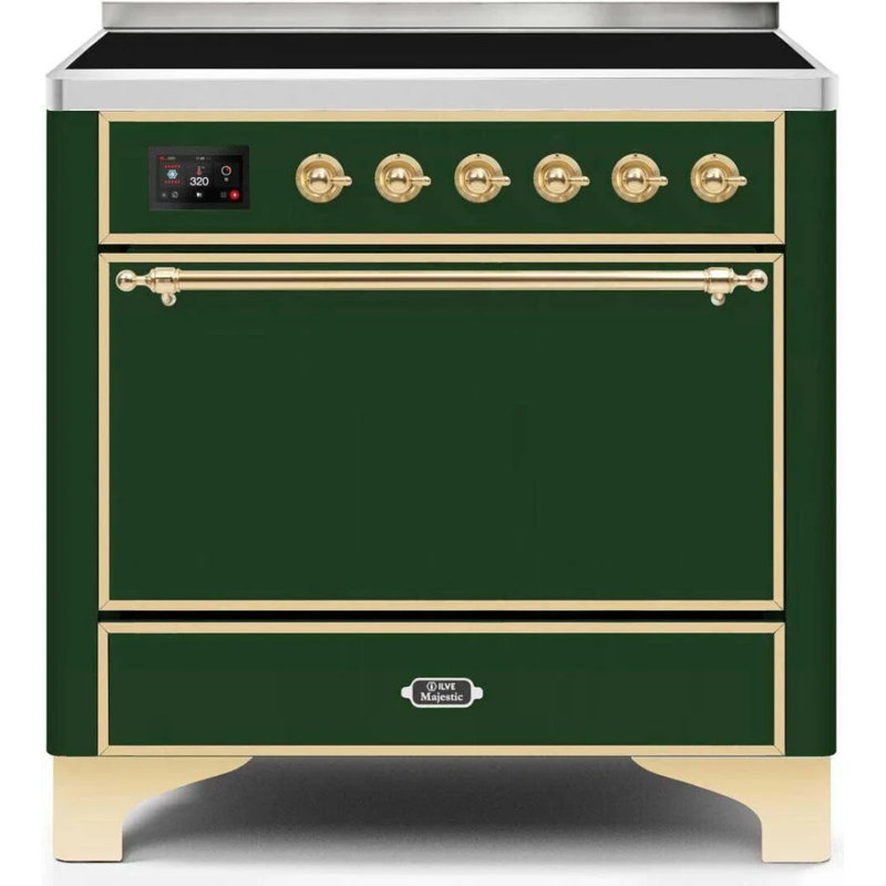 Majestic Ii 36 Inch Freestanding Induction Range, Emerald Green/Brass