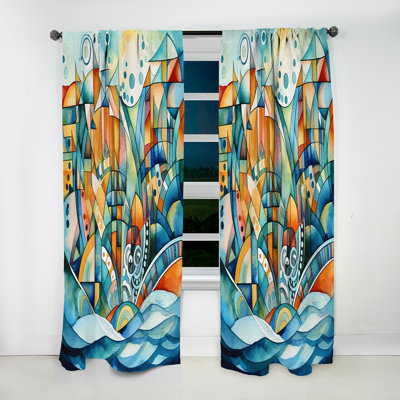 Howze - Abstract Geometric Room Darkening Curtain - 1 Panels