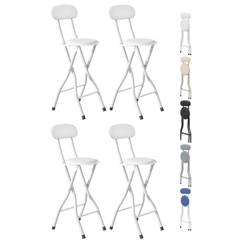 Upholstered Counter Stool with Metal Frame, White