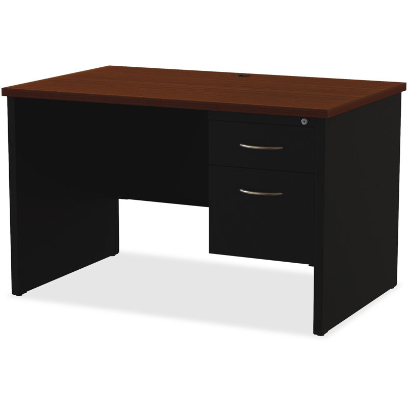 Pabel Metal Base Executive Desk, Black, 29.5" H x 48" W x 30" D, Right Hand Return