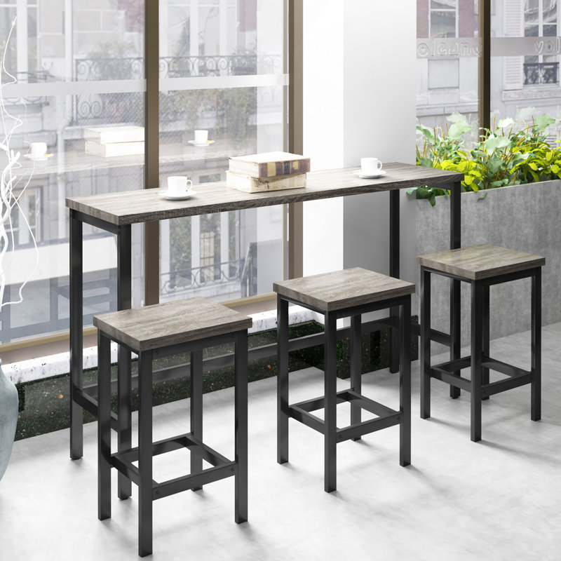 Ensemble de table de salle à manger à hauteur de comptoir avec 3 tabourets, Gris