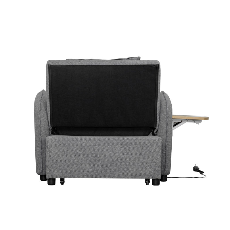 3-In-1 Convertible Sleeper Chair Bed, Gray