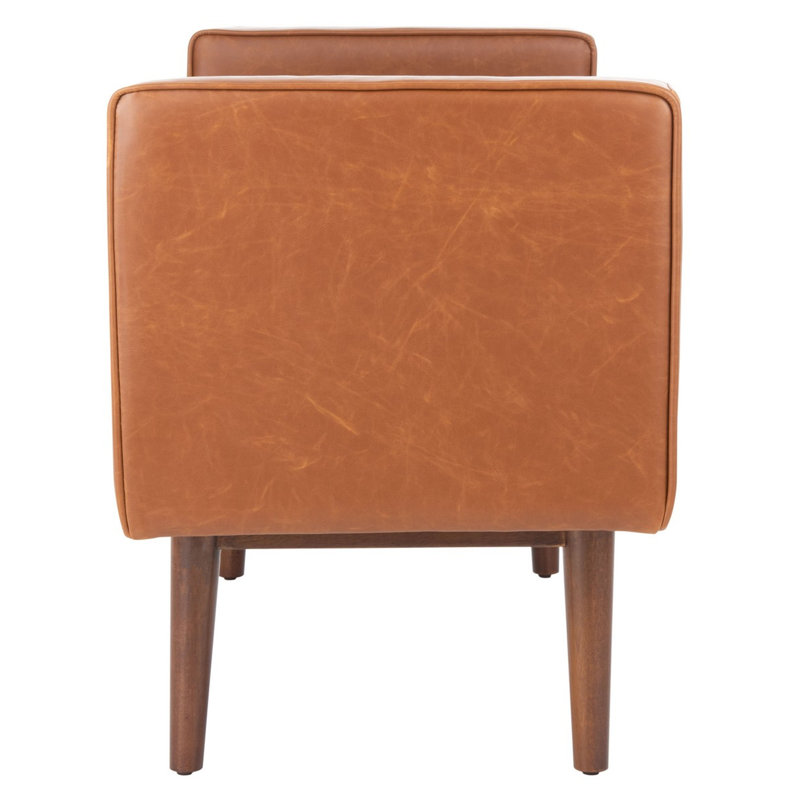 Borden Faux Leather Upholstered Bench, Light Brown