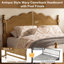 Structure de lit grand, lit en bois de style américain rétro classique avec tête de lit incurvée, base de lit plateforme avec support solide, aucun sommier requis, mobilier de chambre traditionnel-133423336-133423337