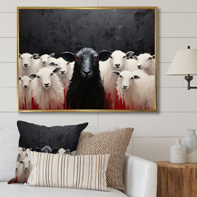 Troupeau de moutons noir et blanc - impressions encadrées de moutons