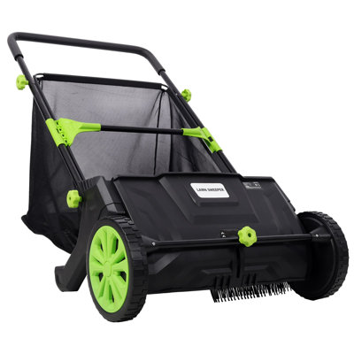 21" Hand Push Lawn Sweeper with 2.8 cu. ft. Hopper Bag & Adjustable Brush Height, Leaf and Grass Collector