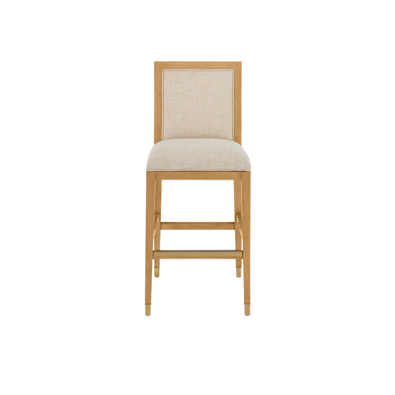 Tabouret de bar Santos, crépuscule Barrett, Beige / sable de mer / laiton satiné