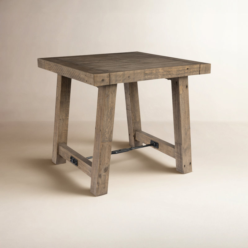 Edelen Solid Wood End Table, Distressed Brown