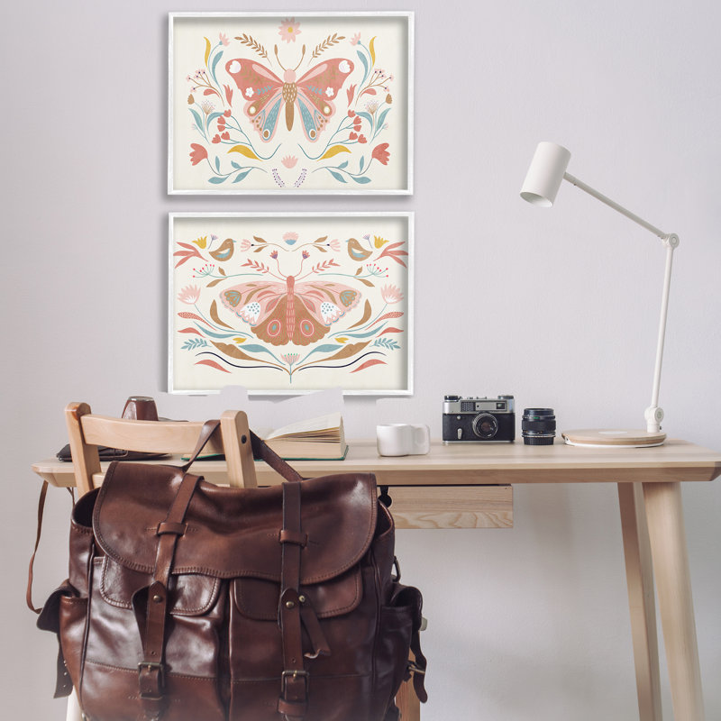  «Folk Butterflies & Florals», ensemble de 2 estampes numériques par Kim Allen, H 20 po x l 30 po