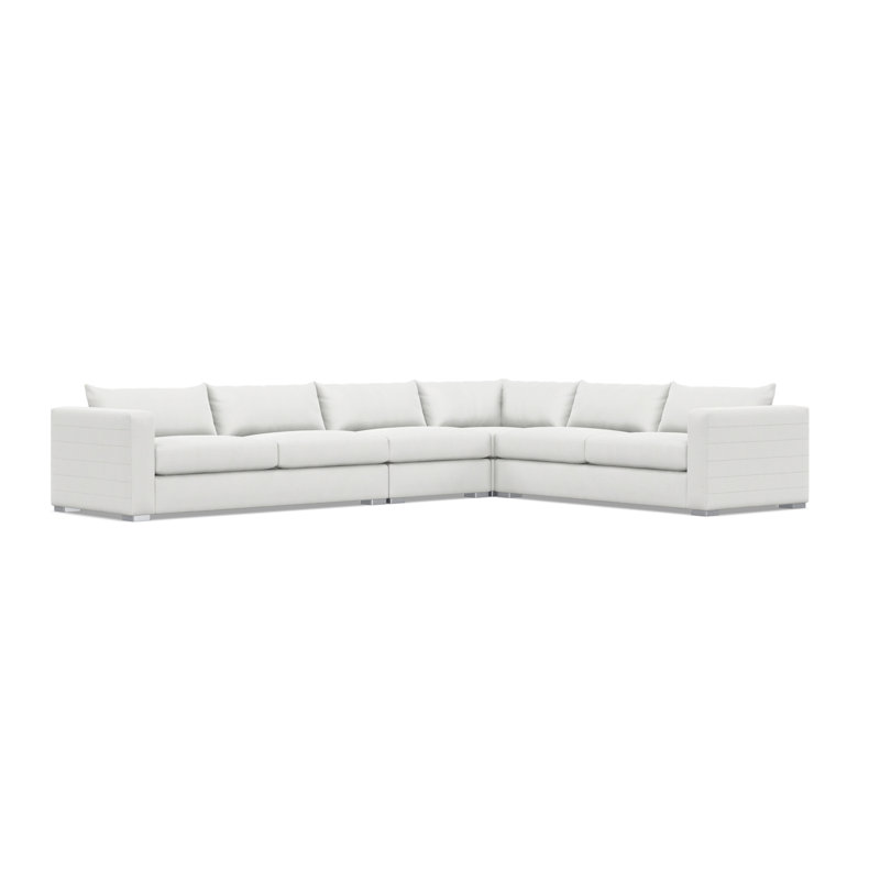 Bernhardt Helena 4-Piece Fabric Sectional, 32.5" H x 157" W x 120.5" D, White Polyester