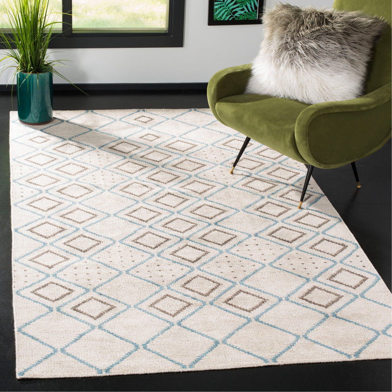 Tapis en soie de bambou noué à la main Stone Stone, Rectangle 4 pi x 6 pi