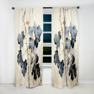 Minimalist Granite Leaves - Leaves Curtain - Room Darkening Floral Curtain - 1 Panels
