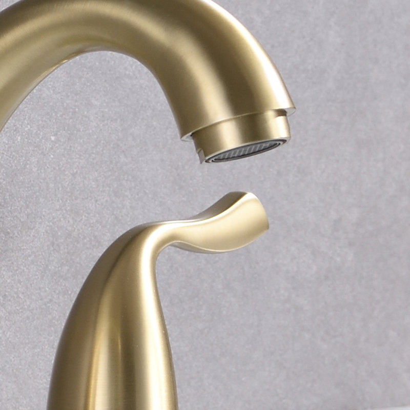 Widespread 2-handle Bathroom Faucet with Drain Assembly, Brushed Gold
