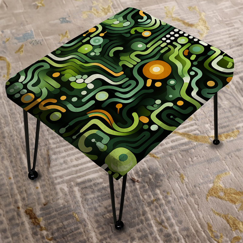 Repose-pieds rectangulaire vert et jaune