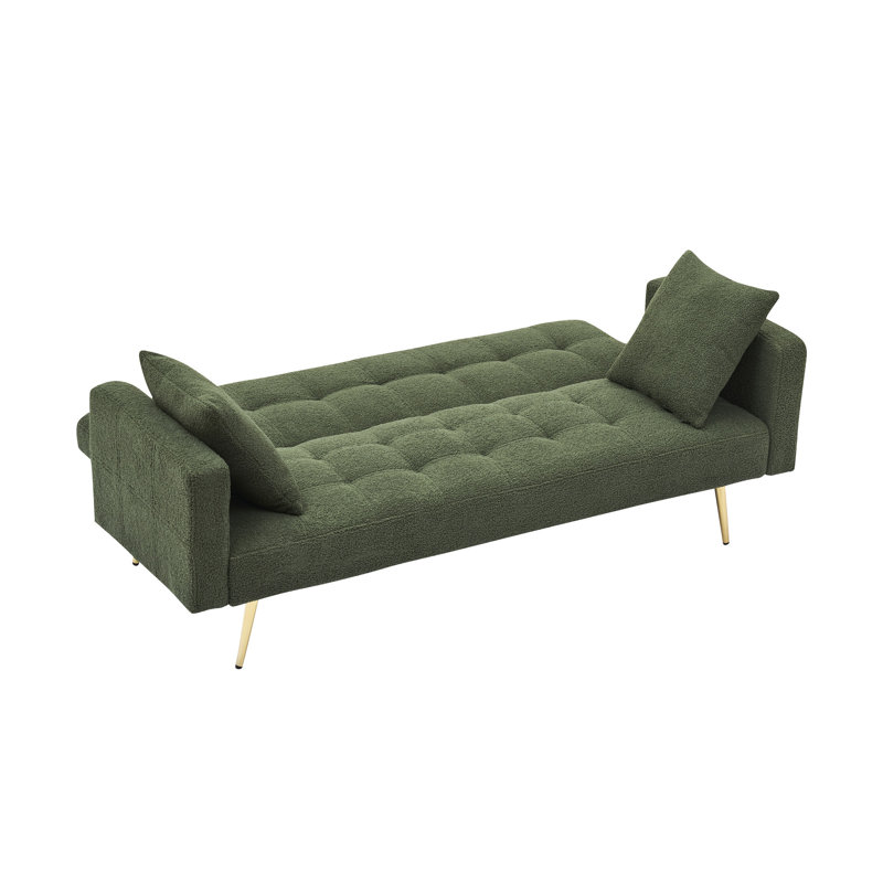 Lit en polaire de 71,7 pouces, sièges pour 3 personnes, pieds en métal, deux coussins décoratifs, conception moderne, assemblage facile, lit confortable de fabrication solide, espace de vie idéal