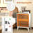 Boho Accent Table Nightstand with 2 Handwoven Rattan Decorated Drawers
