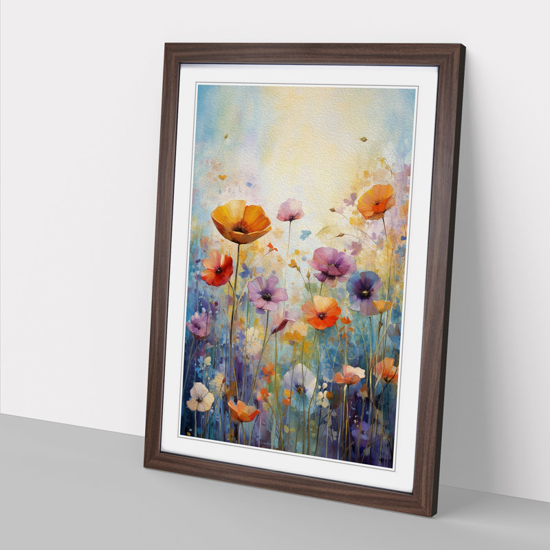 Wildflowers Abstract Art - Framed Print, Walnut Framed, 46cm H x 34cm W