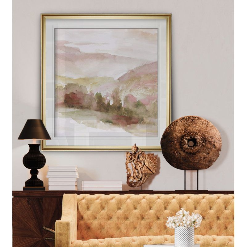 " Windscape II ", 23" H x 23" W x 1.5" D, Gold Framed