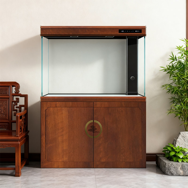 Grand réservoir d'aquarium ultra-clair filtré à contrôle intelligent, H 57,48 po x l 31,5 po x P 14,17 po, Brun