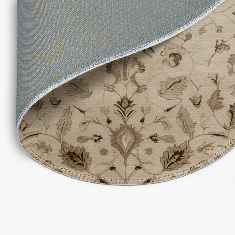 Tabriz Brown Indoor and Outdoor Area Rug, Round 5'