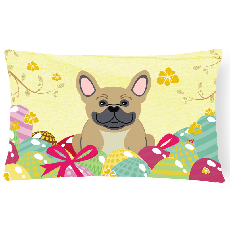 Coussin lombaire bouledogue français pour pâques œufs, Crème
