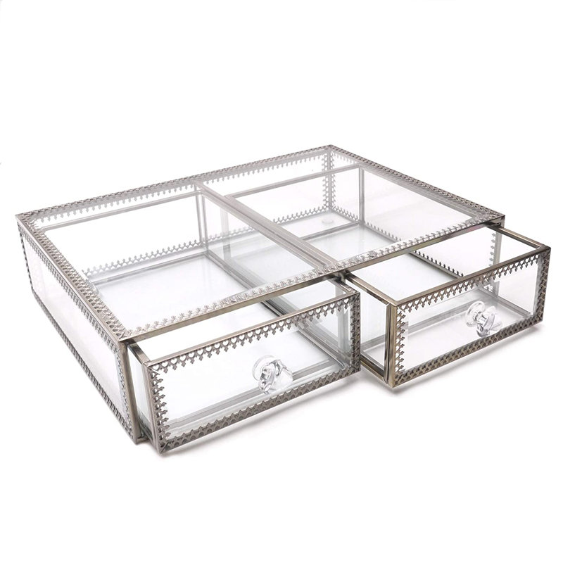 Organisateur de maquillage en verre Golden Vintage