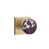 Emtek Select Privacy Knobset w/ Square Rosette & Conical Stem, Rosso Levanto Marble Knob (CF)