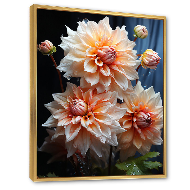 Impression romantique sur toile Vontrel Peach Dahlia, H 32 po x l 24 po x P 1 po, Cadre flottant doré